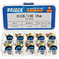 BOJACK 10 juegos B10K 3 terminales Potenciómetros rotativo cónico lineal (WH148) 10K Ohm Resistencia variables de…